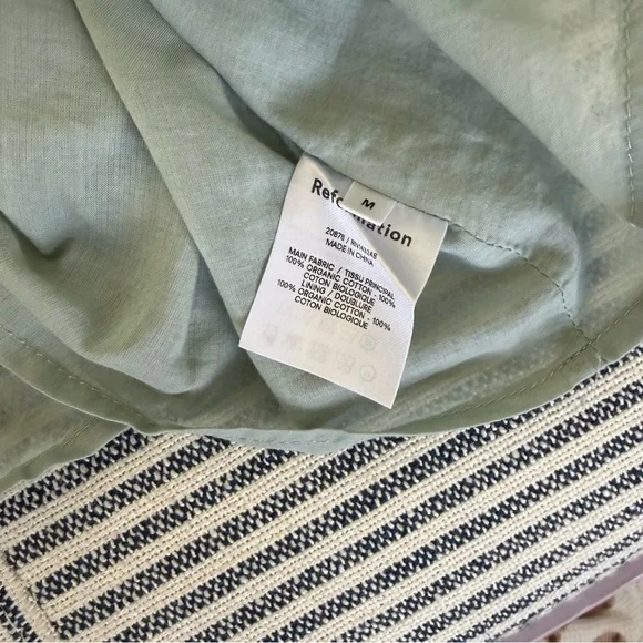 REFORMATION TUCKER EYELET TOP SAGE MEDIUM FOREST FAIRY SHIFT DRESS SUPER MINI - Picture 5 of 5